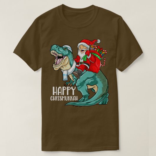 Happy Chrismukkah Hanukkah Kerstmis T Rex Dinosau T-shirt (Design voorkant)