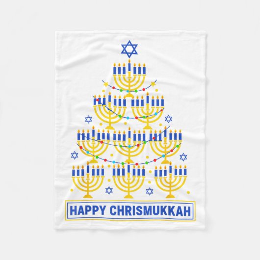 Happy Chrismukkah Hanukkah Light Tree Jewish Holid Fleece Deken (Voorkant)