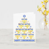 Happy Chrismukkah Hanukkah Light Tree Jewish Holid Kaart (Gele Bloem)
