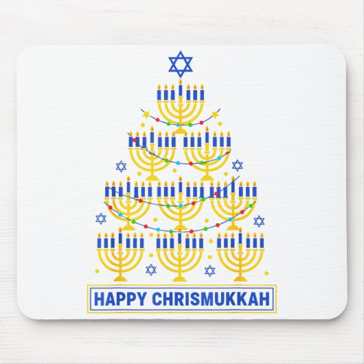 Happy Chrismukkah Hanukkah Light Tree Jewish Holid Muismat (Voorkant)