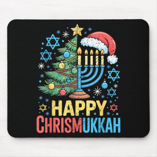 Happy Chrismukkah Holiday Christmas And Hanukkah S Muismat (Voorkant)