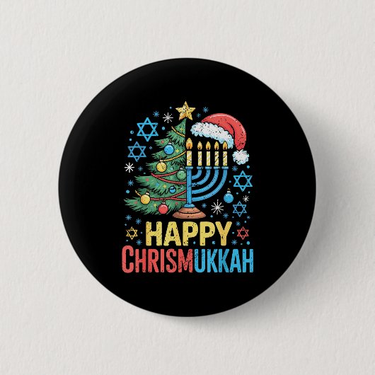 Happy Chrismukkah Holiday Christmas And Hanukkah S Ronde Button 5,7 Cm (Voorkant)