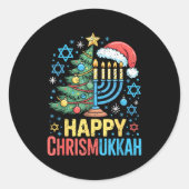 Happy Chrismukkah Holiday Christmas And Hanukkah S Ronde Sticker (Voorkant)