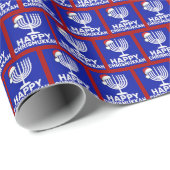 Happy Chrismukkah Holiday Menorah Santa Hat Gift Cadeaupapier (Rol Hoek)