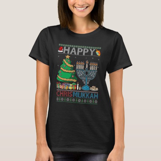 Happy Chrismukkah Jewish Christmas Hanukkah Chanuk T-shirt (Voorkant)