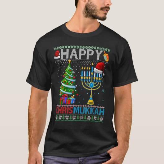 Happy Chrismukkah Jewish Christmas Hanukkah Chanuk T-shirt (Voorkant)