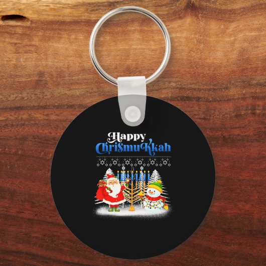 Happy Chrismukkah Jewish Christmas Hanukkah  Sleutelhanger (Voorkant)