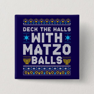 Happy Chrismukkah Jewish Christmas Hanukkah Vierkante Button 5,1 Cm