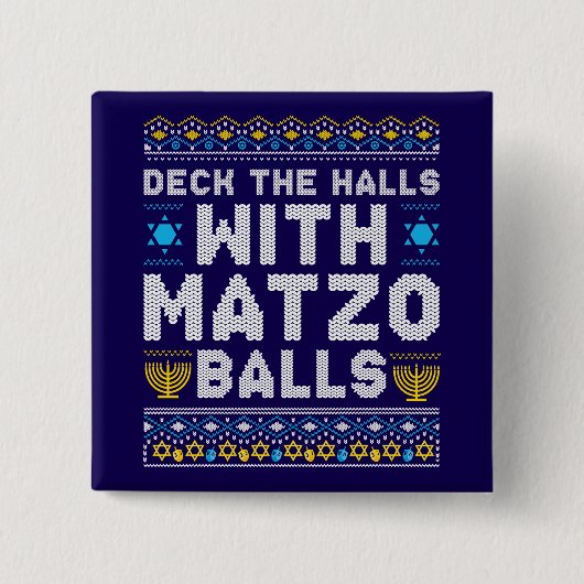 Happy Chrismukkah Jewish Christmas Hanukkah Vierkante Button 5,1 Cm (Voorkant)