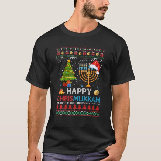 Happy Chrismukkah Jewish Hanukkah Chanukah Ugly T-shirt (Voorkant)