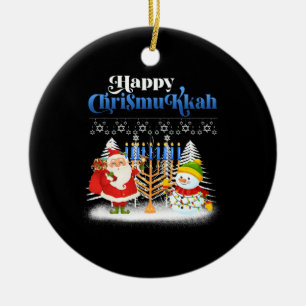 Happy Chrismukkah Jewish Kersthanukkah Keramisch Ornament