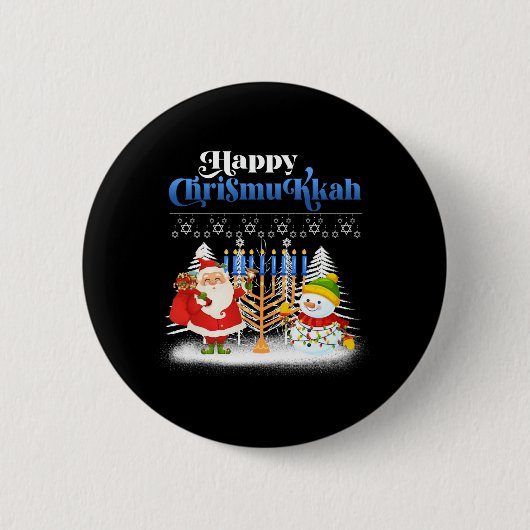 Happy Chrismukkah Jewish Kersthanukkah Ronde Button 5,7 Cm (Voorkant)