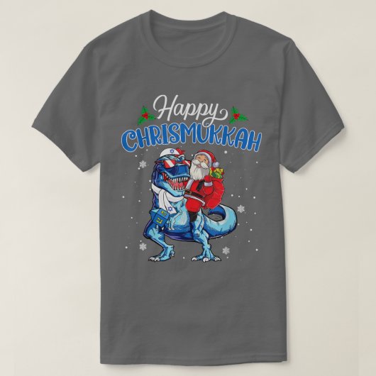 Happy Chrismukkah Jewish Xmas Hanukkah T Re Dinos T-shirt (Design voorkant)