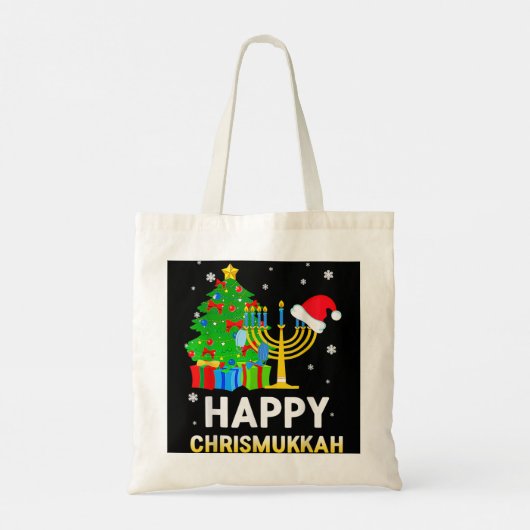 Happy Chrismukkah Jwish Kerstmis Hanukkah Holida Tote Bag (Achterkant)