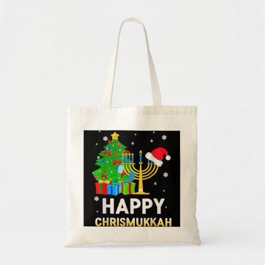 Happy Chrismukkah Jwish Kerstmis Hanukkah Holida Tote Bag (Voorkant)