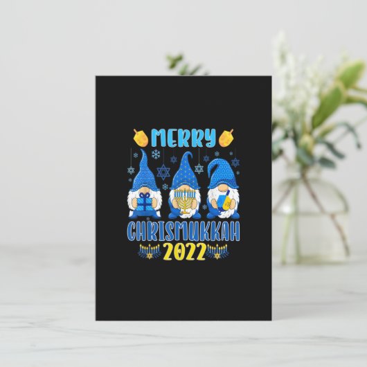 Happy Chrismukkah Kerstmis en Hanukkah Gnomes Kaart (Staand voorkant)