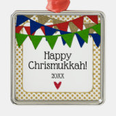Happy Chrismukkah Kerstmis en Hanukkah Metalen Ornament (Voorkant)