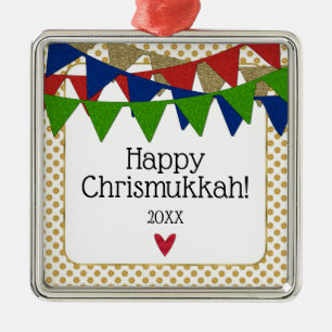 Happy Chrismukkah Kerstmis en Hanukkah Metalen Ornament