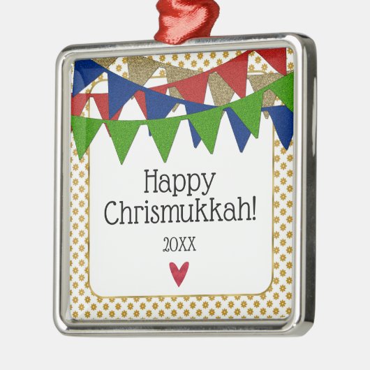 Happy Chrismukkah Kerstmis en Hanukkah Metalen Ornament (Links)
