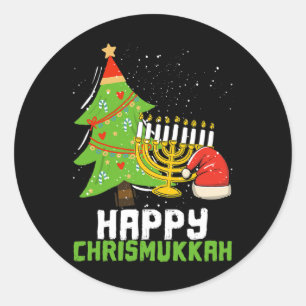 Happy Chrismukkah Kerstmis en Hanukkah Religie Ronde Sticker