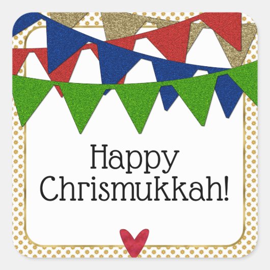 Happy Chrismukkah Kerstmis en Hanukkah Vierkante Sticker (Voorkant)