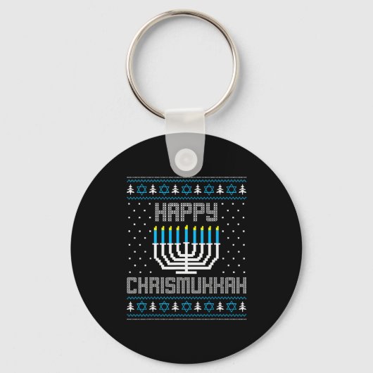 Happy Chrismukkah Menorah Ugly Sweater Christmas H Sleutelhanger (Voorkant)
