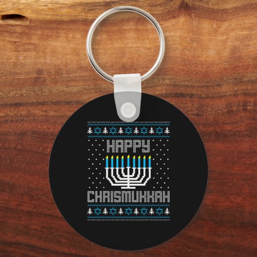 Happy Chrismukkah Menorah Ugly Sweater Christmas H Sleutelhanger (Voorkant)