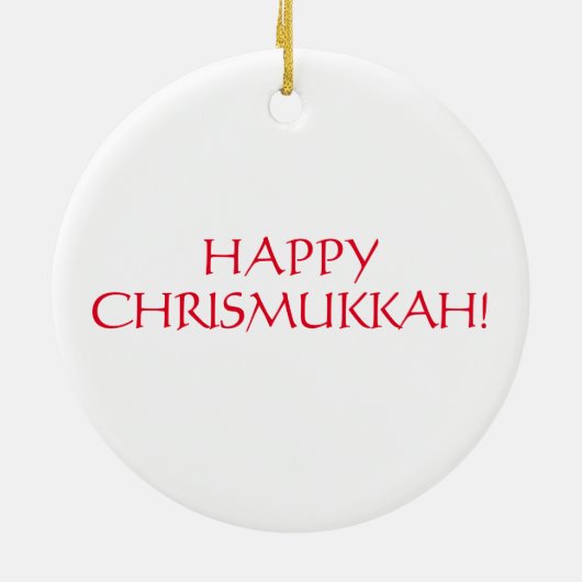 Happy Chrismukkah red white Kerstfeestdag Keramisch Ornament (Achterkant)