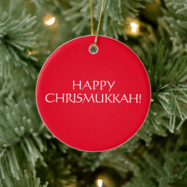 Happy Chrismukkah red white Kerstfeestdag Keramisch Ornament
