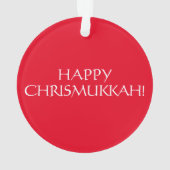 Happy Chrismukkah red white Kerstfeestdag Ornament (achterkant)