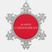 Happy Chrismukkah red white Kerstfeestdag Tin Sneeuwvlok Ornament (Voorkant)