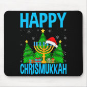 Happy Chrismukkah Santa Hat Christmas Hanukkah Sle Muismat (Voorkant)
