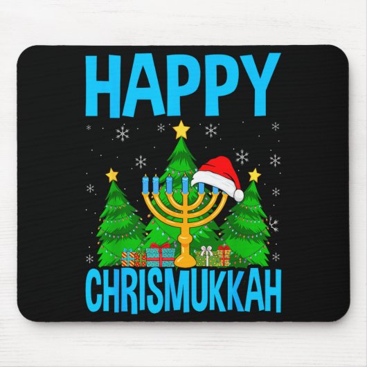 Happy Chrismukkah Santa Hat Christmas Hanukkah Sle Muismat (Voorkant)