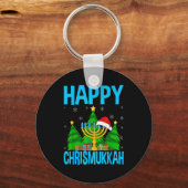 Happy Chrismukkah Santa Hat Christmas Hanukkah Sle Sleutelhanger (Voorkant)