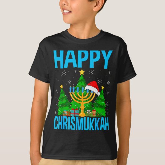 Happy Chrismukkah Santa Hat Christmas Hanukkah Sle T-shirt (Voorkant)