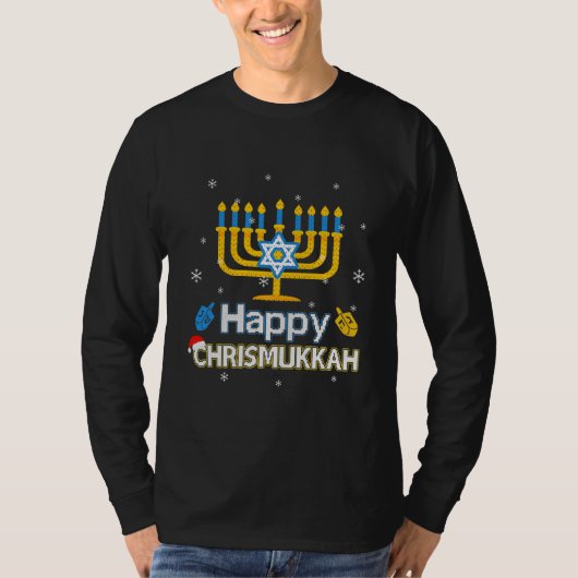 Happy Chrismukkah Ugly Hanukkah KerstSweater T-shirt (Voorkant)