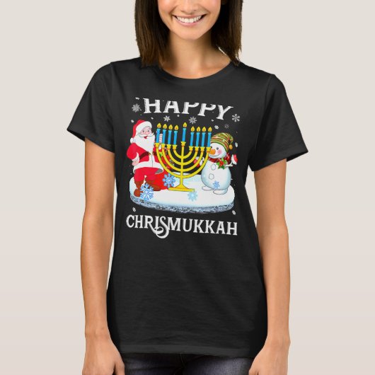 Happy Chrismukkah Xmas Hanukkah Kerstjood T-shirt (Voorkant)