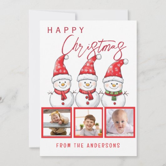 Happy Christmas 3 foto Feestdagenkaart (Voorkant)