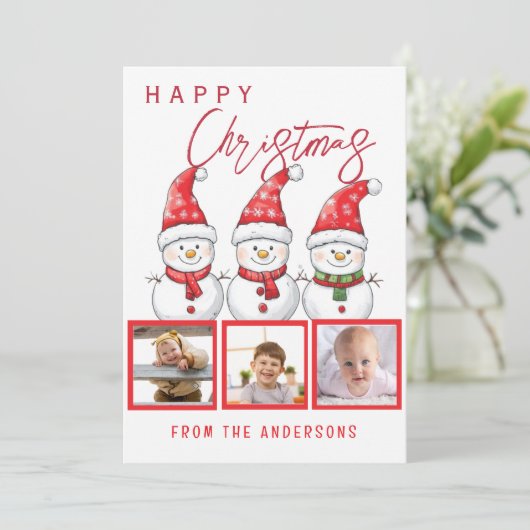 Happy Christmas 3 foto Feestdagenkaart (Staand voorkant)