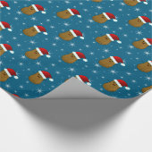Happy Christmas Aardappel Ocean Blue Cadeaupapier (Hoek)