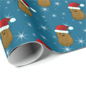 Happy Christmas Aardappel Ocean Blue Cadeaupapier (Rol Hoek)