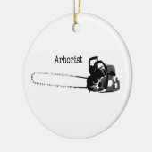 Happy Christmas Arborist Tree Chirurg kettingzaag Keramisch Ornament (Links)