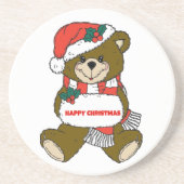 Happy Christmas-Beer Zandsteen Onderzetter (Voorkant)