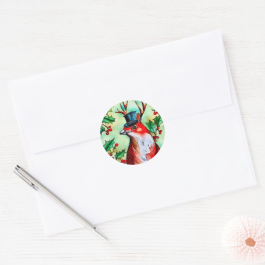Happy Christmas Bird Ronde Sticker (Envelop)