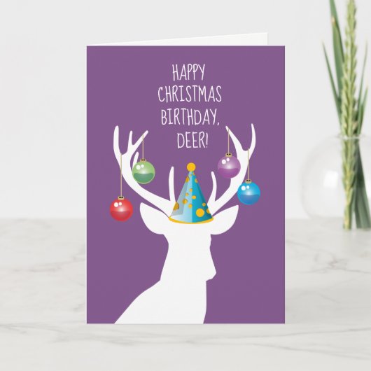 Happy Christmas Birthday Deer Kaart (Voorkant)