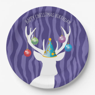 Happy Christmas Birthday Deer Party Papieren Bordje