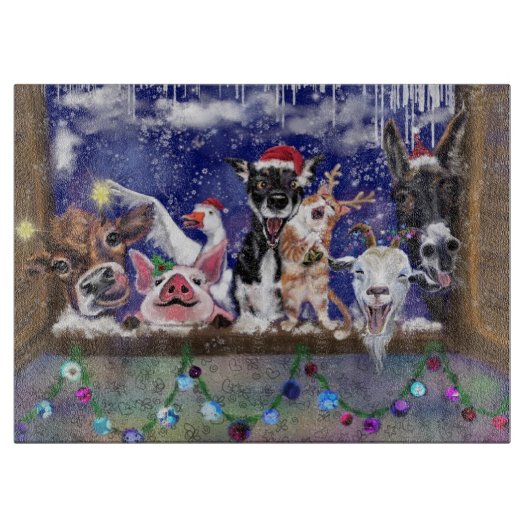 Happy Christmas Boerderij Party Funny Cutting Boar Snijplank (Voorkant)