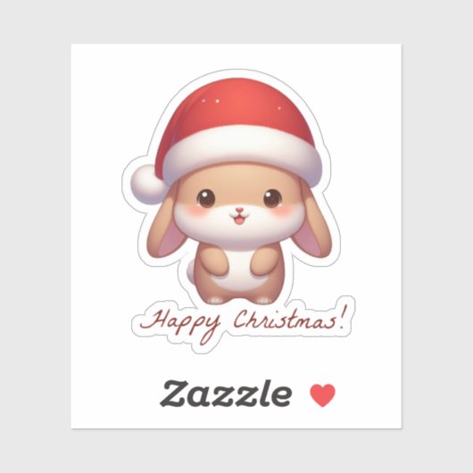 Happy Christmas Bunny, schattig konijn Sticker (Vel)