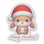 Happy Christmas Bunny, schattig konijn Sticker (Voorkant)