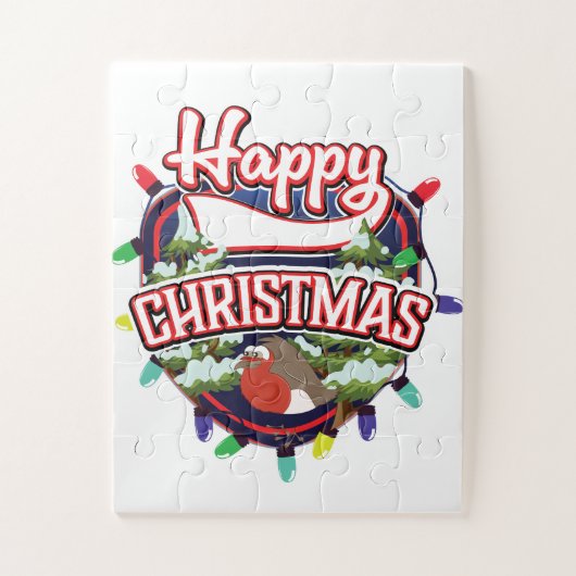 Happy Christmas cartoon logo Legpuzzel (Verticaal)